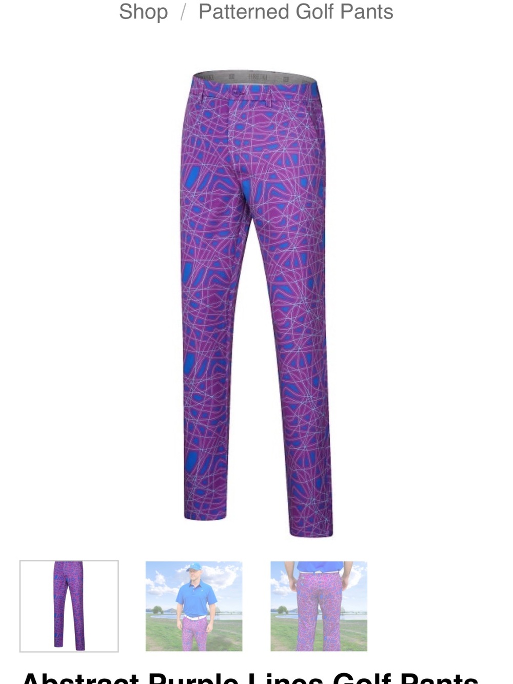 HRESKI Purple Lines Men’s Golf Pants 38